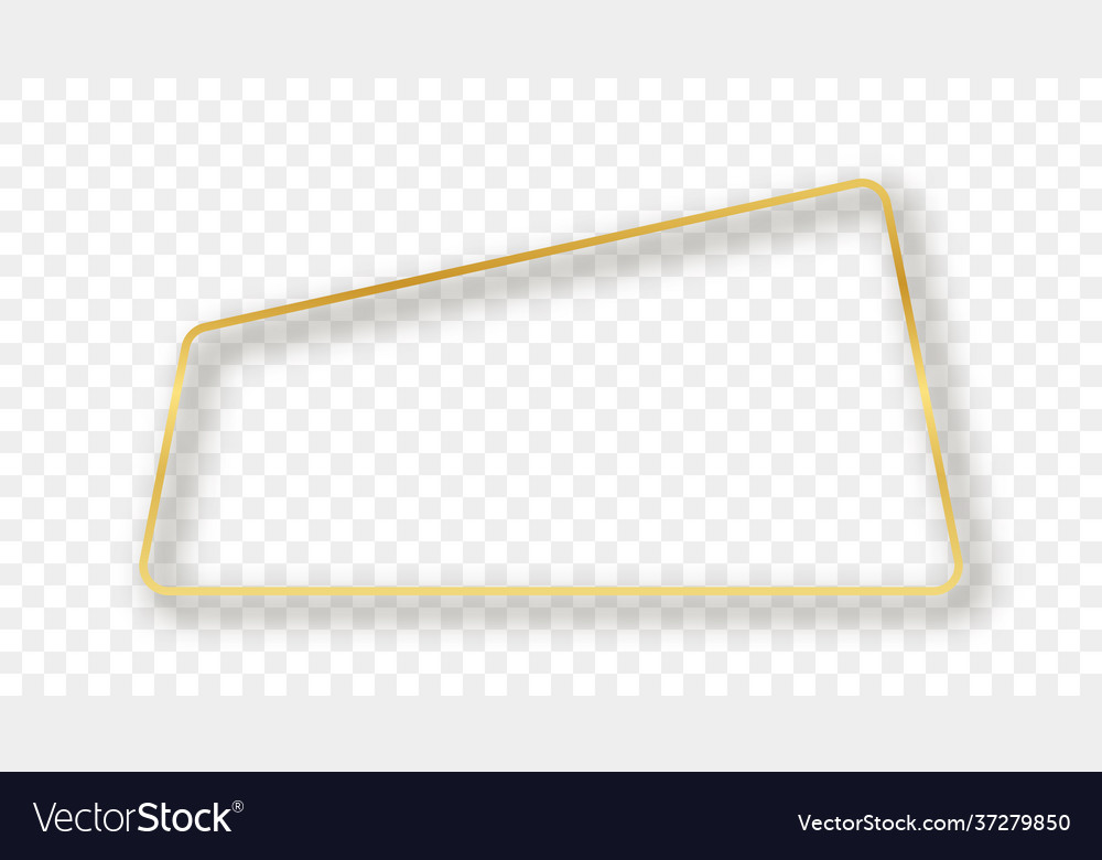 Gold glowing rounded trapezoid shape frame