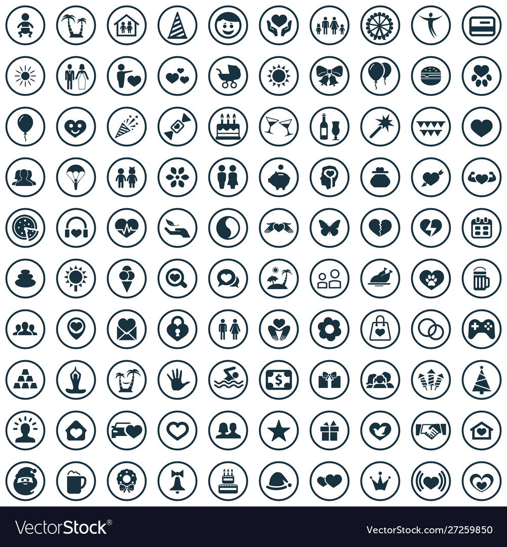 Happiness 100 icons universal set for web and ui