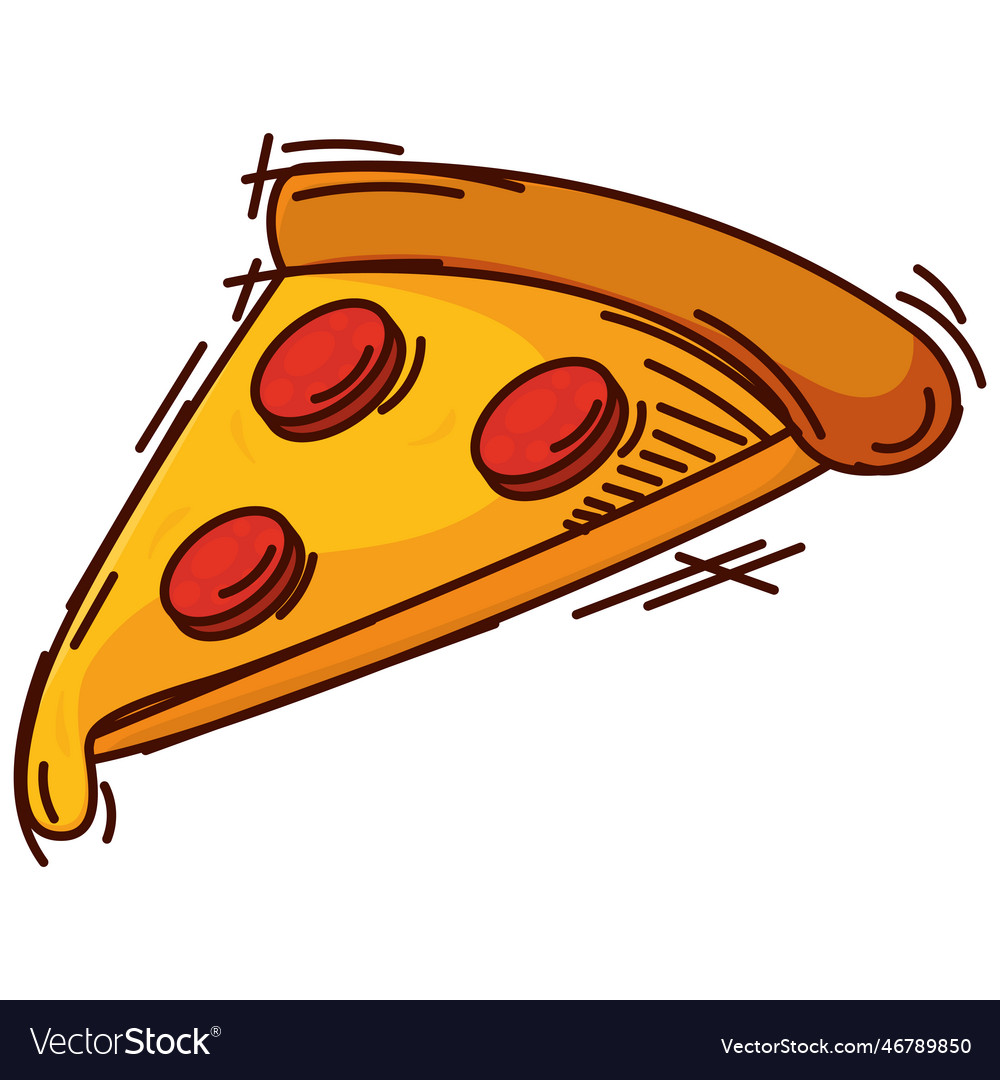 Isolated retro slice of pizza sketch image