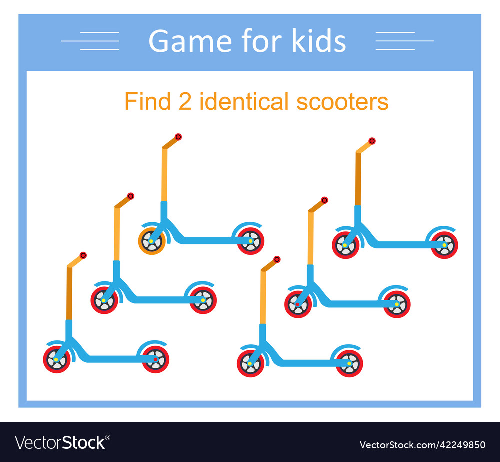 Logic game find two identical scooters