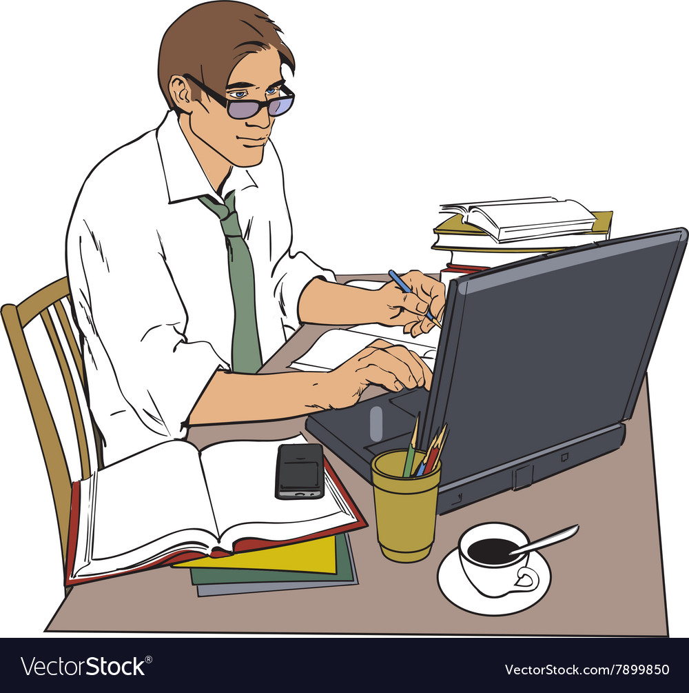Man at work and a large number of documents