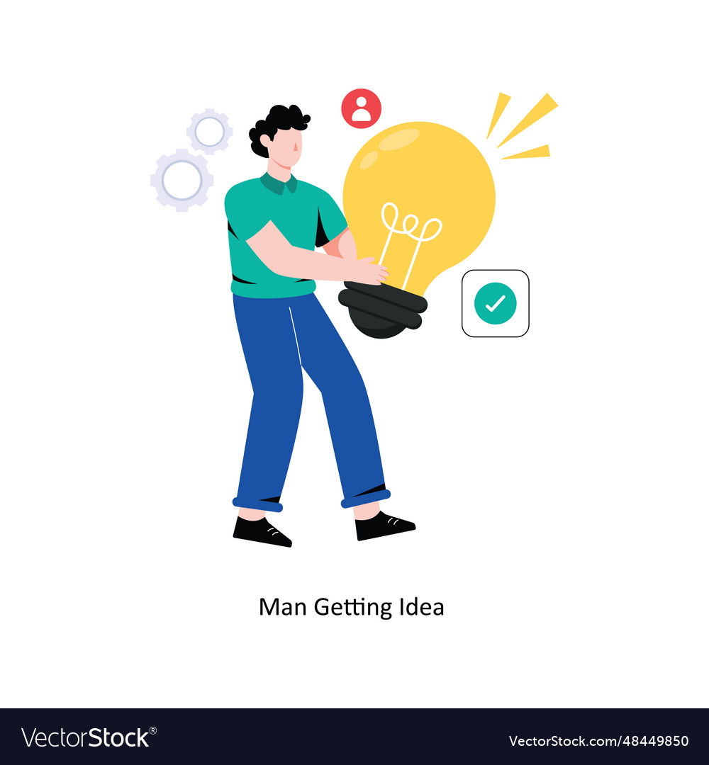 Man getting idea flat style design