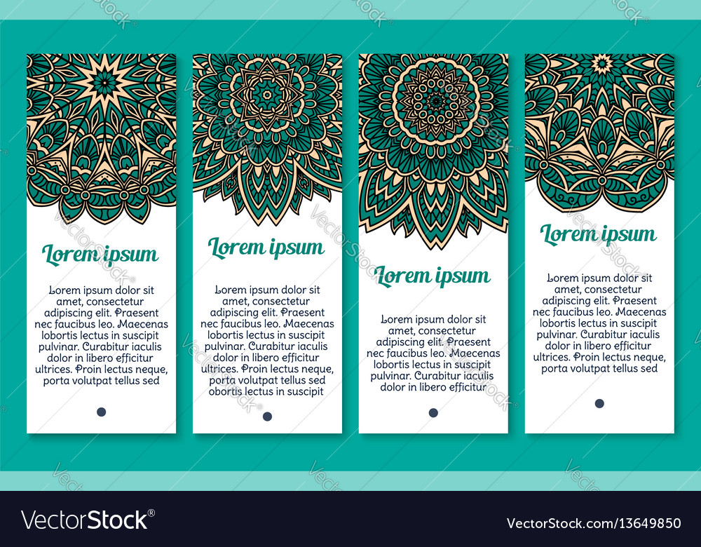 Mandala ornament or paisley banners set Royalty Free Vector