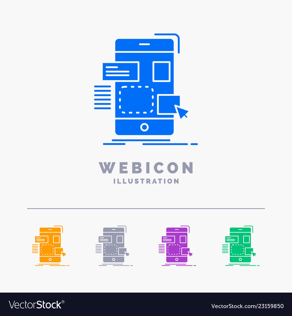 Mobile App UI Icon Set - 5 Color Glyph
