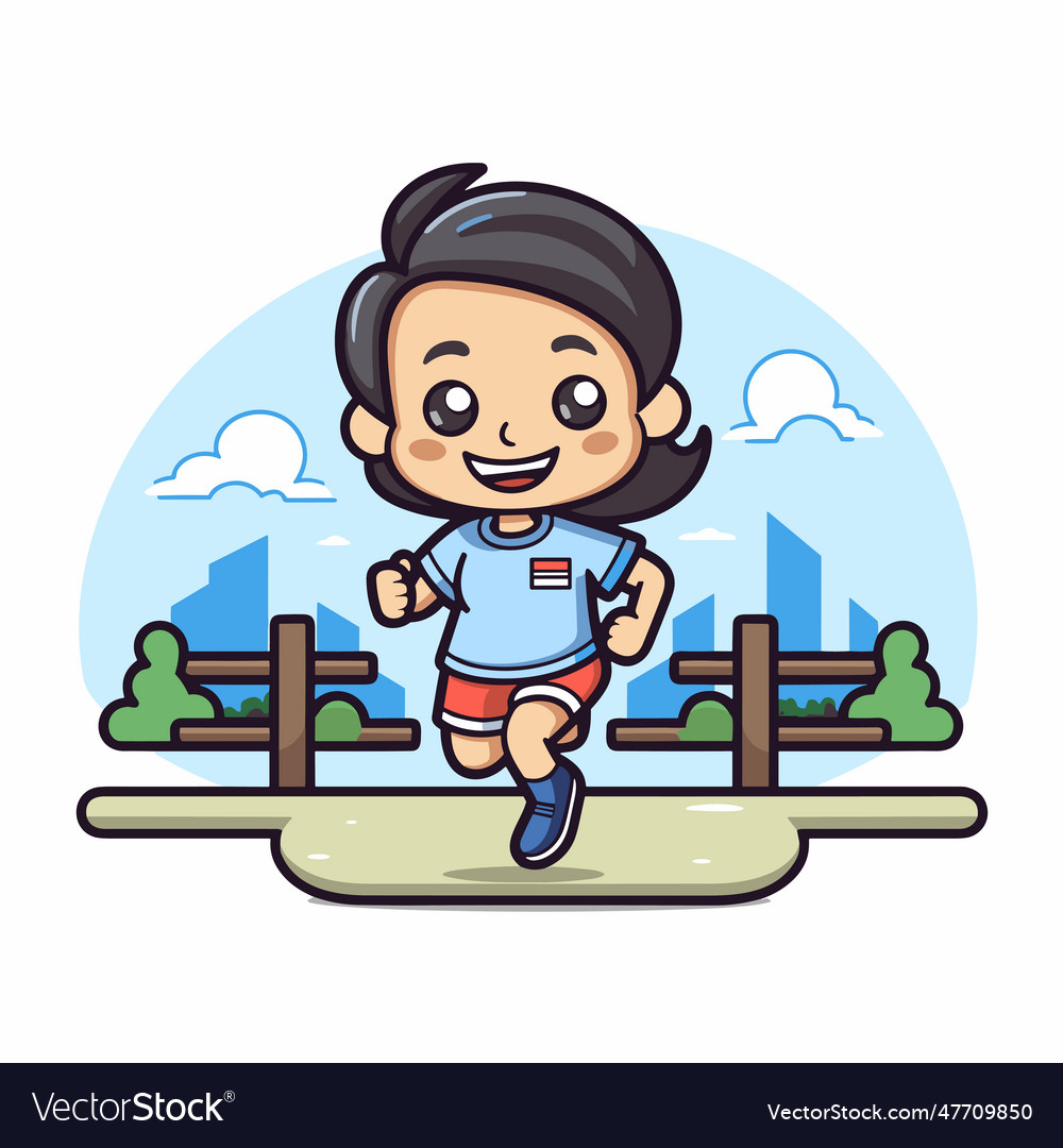 Runner hand-drawn doodle style cartoon Royalty Free Vector