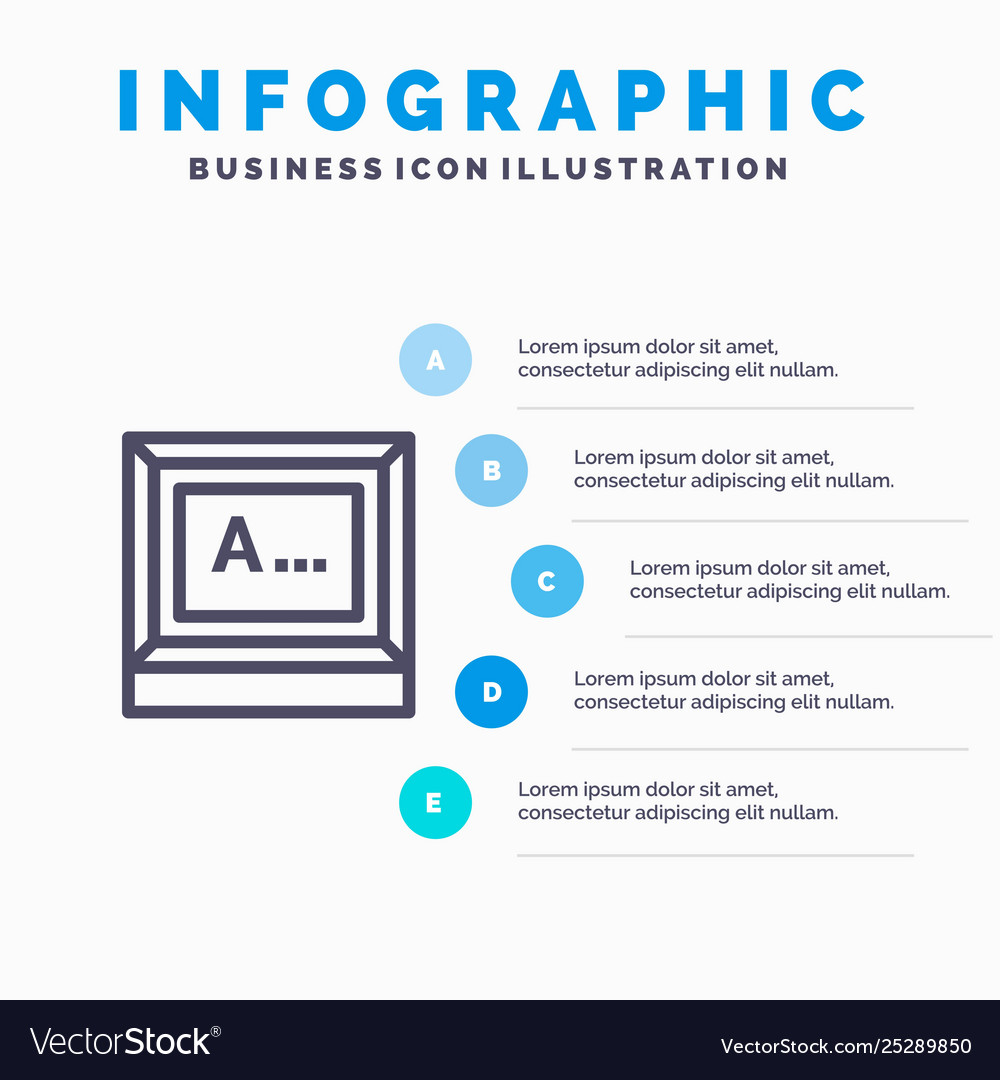 Screen typing text monitor line icon with 5 steps Vector Image Screen typing text monitor line icon with 5 steps