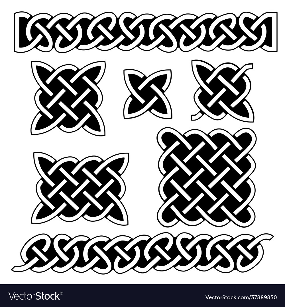 Set celtic knot patterns and elements Vector Image Set celtic knot patterns and elements