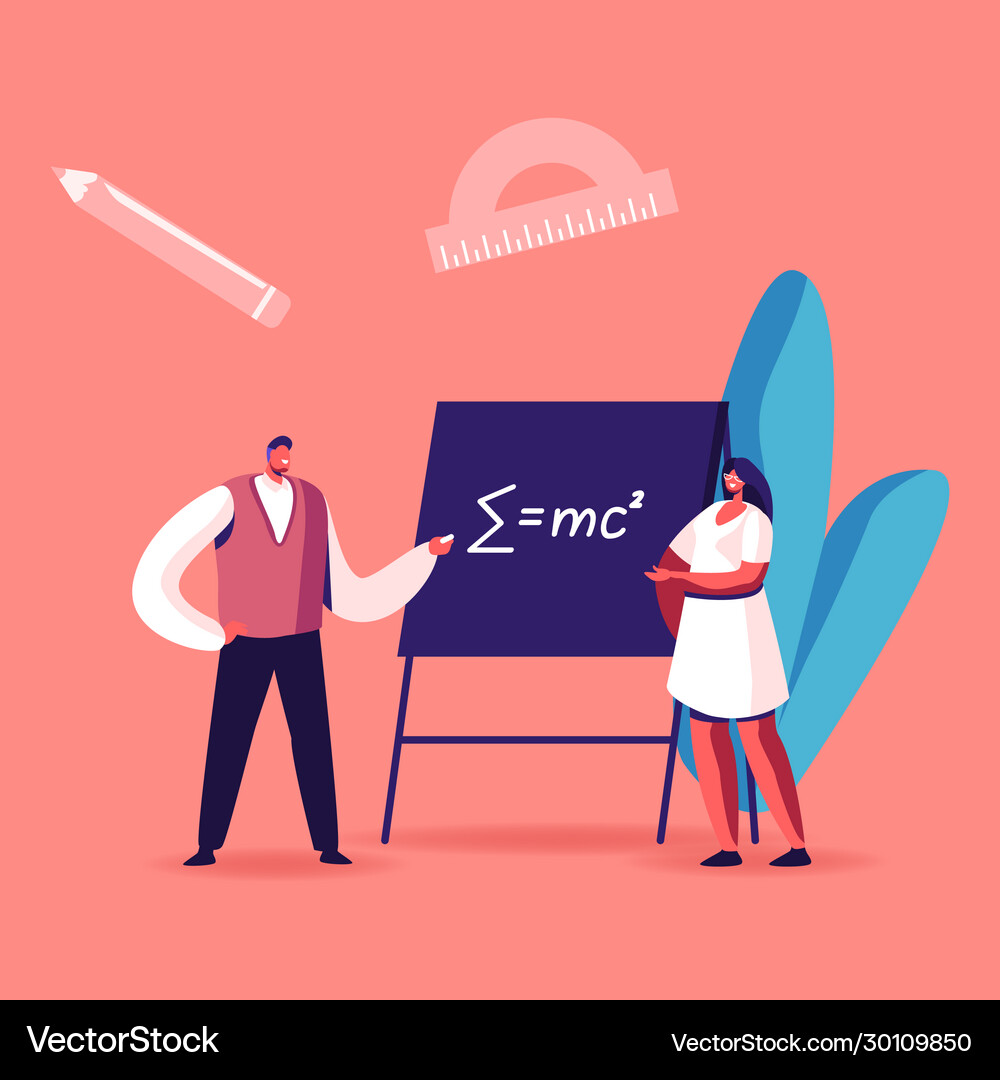 Teacher male character explain mathematics Vector Image