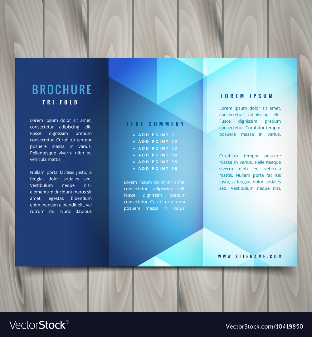 Trifold polygonal shapes brochure design Vector Image