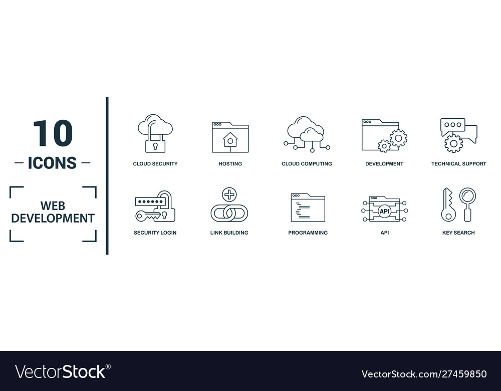 Web development icon set include creative