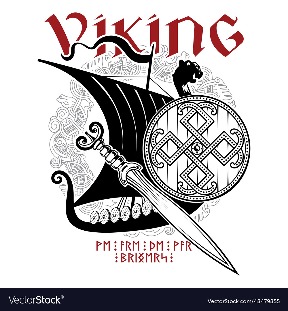 Ancient scandinavian design viking ship drakkar Vector Image