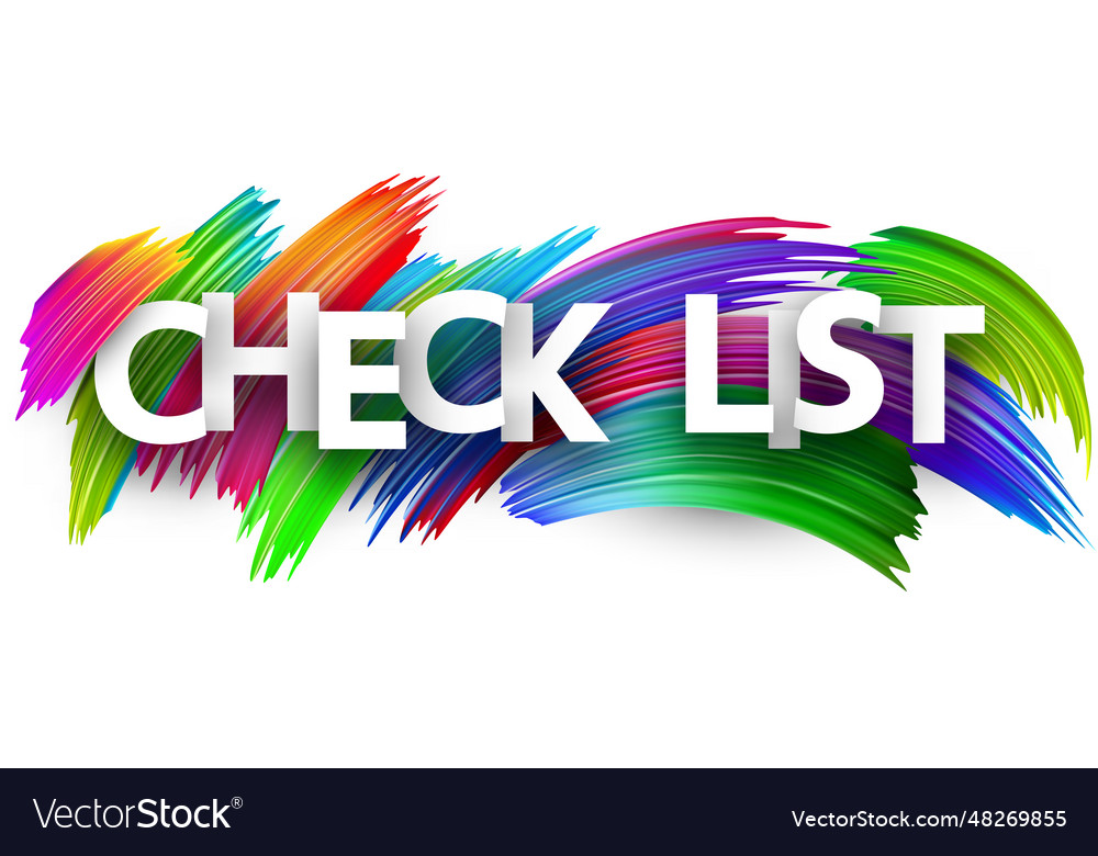 Check list paper word sign with colorful spectrum vector image Check list paper word sign with colorful spectrum