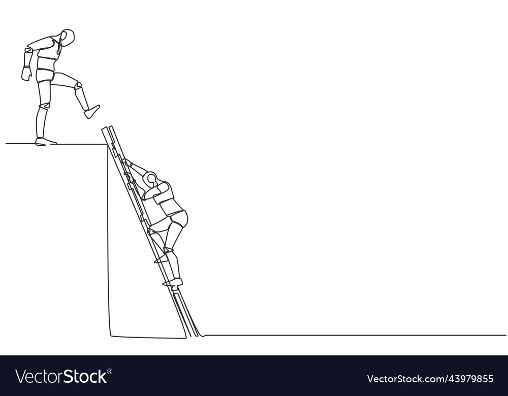 Continuous one line drawing robot kicking to make