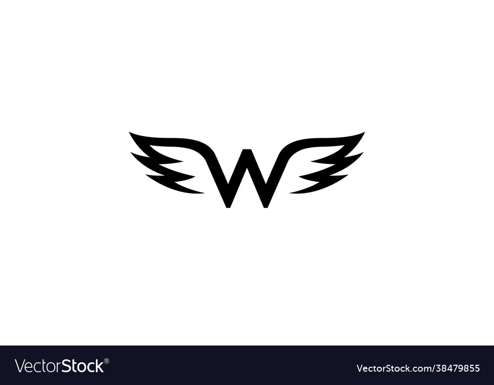 Creative black wings w letter alphabet logo vector image Creative black wings w letter alphabet logo