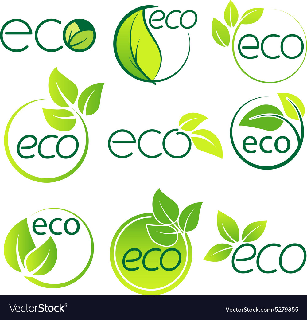 Ecology logo symbol set Royalty Free Vector Image