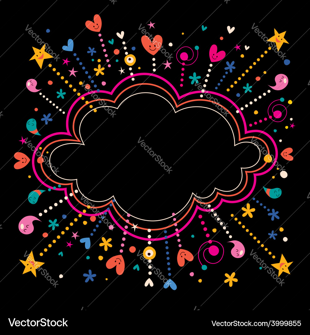Happy Fun Star Bursts Cartoon Cloud Shape Banner Vector Image