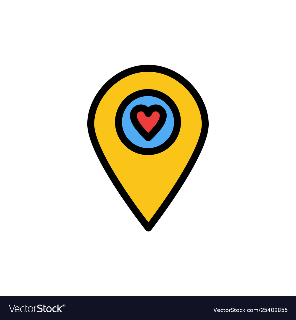Heart location map pointer flat color icon