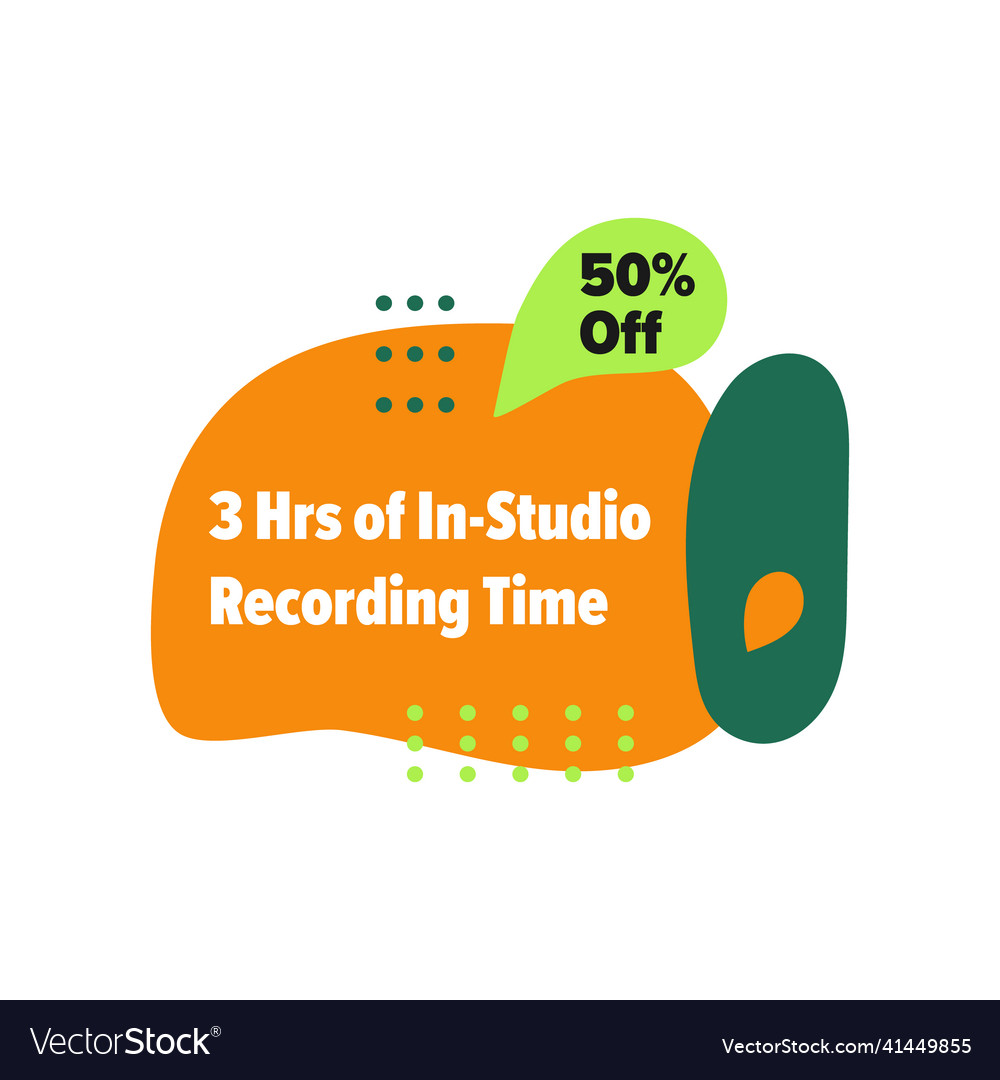 Instudio recording time offer price at emblem Vector Image