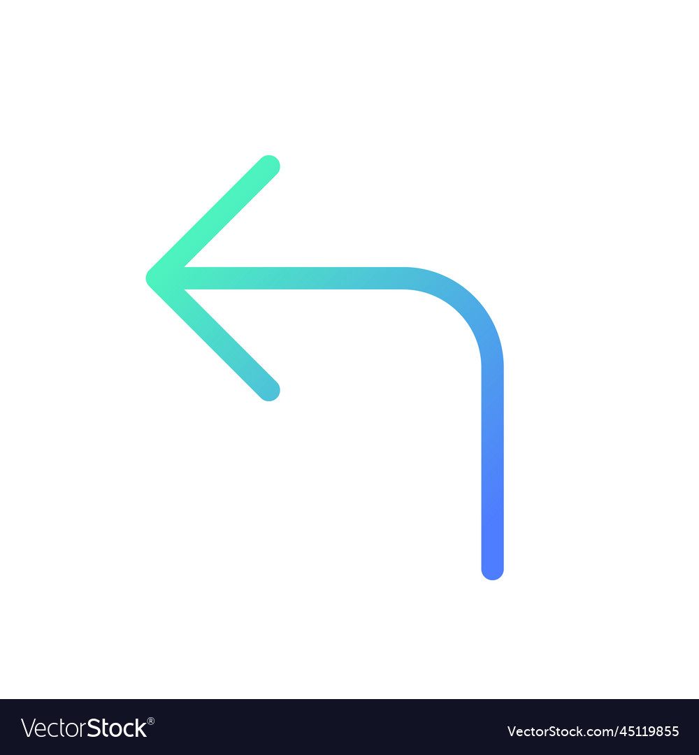 Left turn arrow pixel perfect gradient linear ui vector image Left turn arrow pixel perfect gradient linear ui