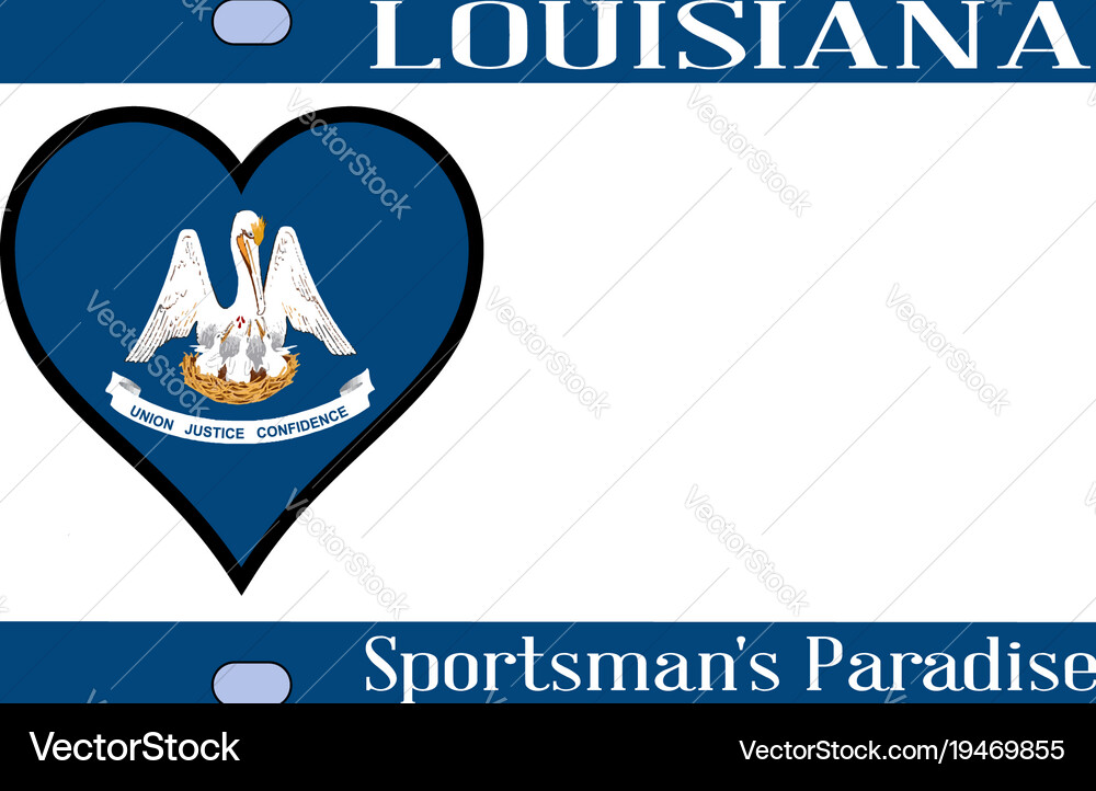 Louisiana state license plate Royalty Free Vector Image