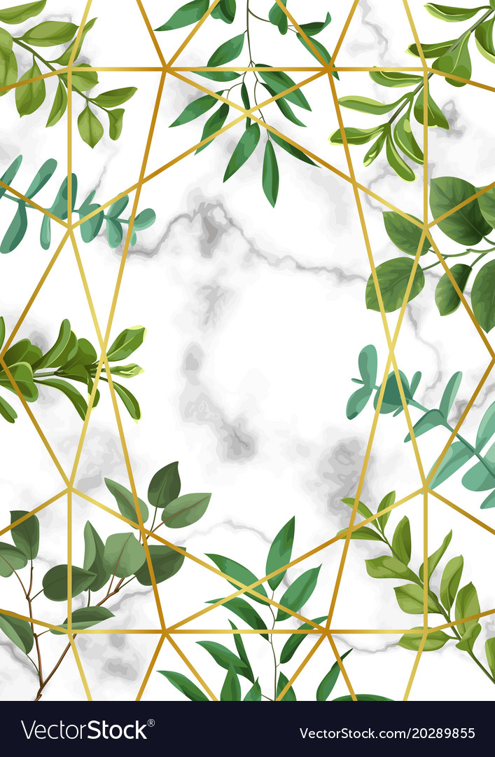 Marble Greenery Frame Template