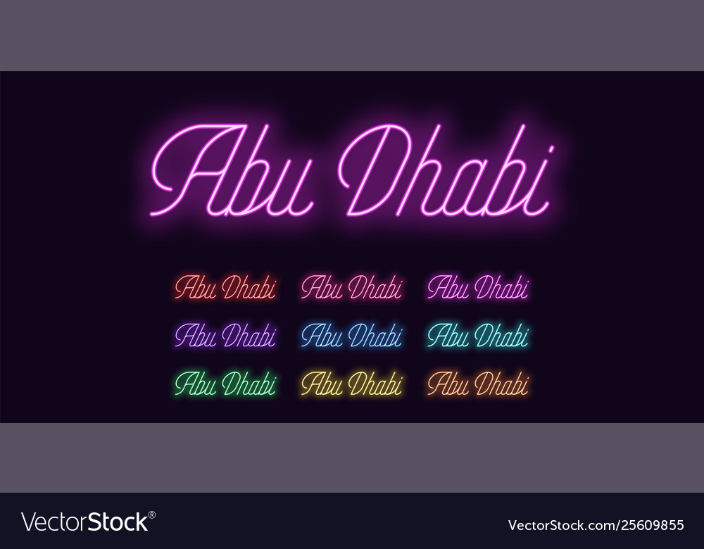 Neon lettering abu dhabi name city