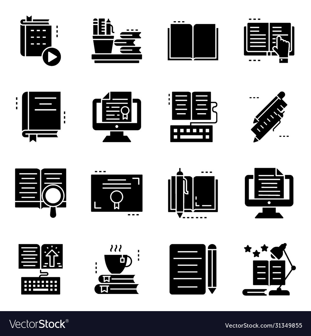 Reading icons set Royalty Free Vector Image - VectorStock