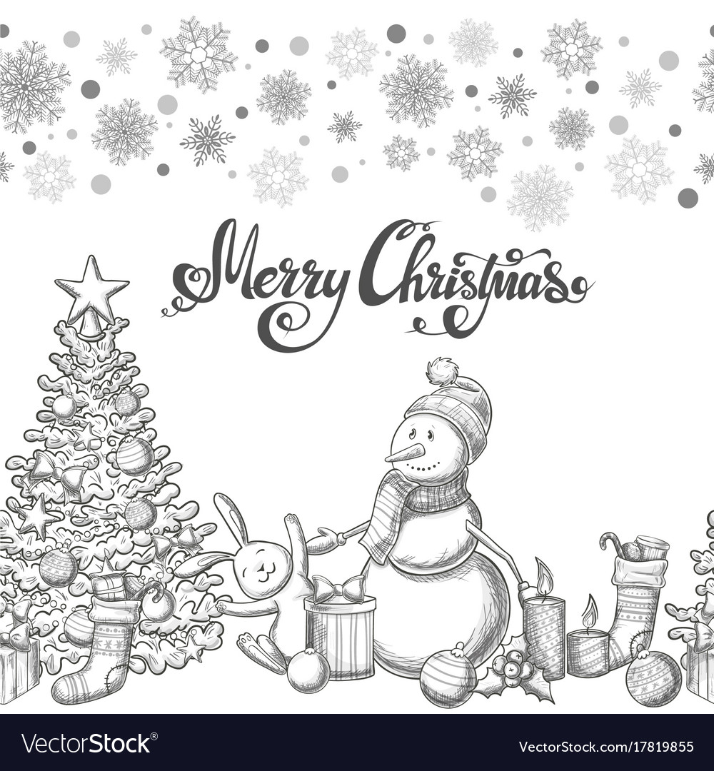 Seamless horizontal border with christmas icons Vector Image