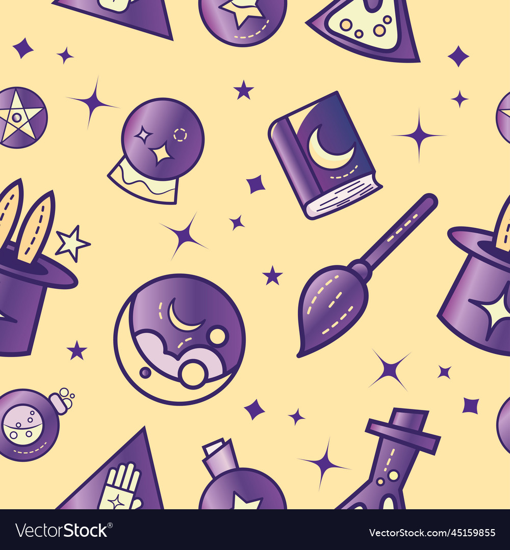 Seamless pattern background with magic icons