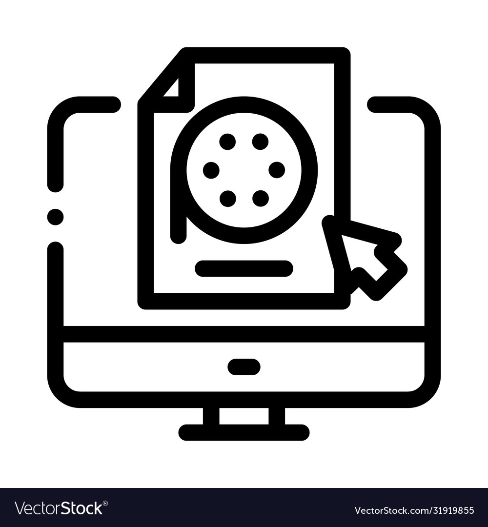 Selection video document on computer icon vector image Selection video document on computer icon