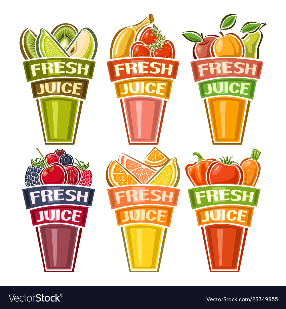 Set of glasses with fresh juice Royalty Free Vector Image