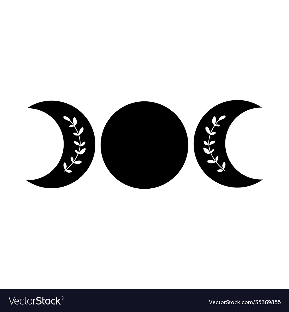 Triple moon logo boho moon symbol black moon Vector Image