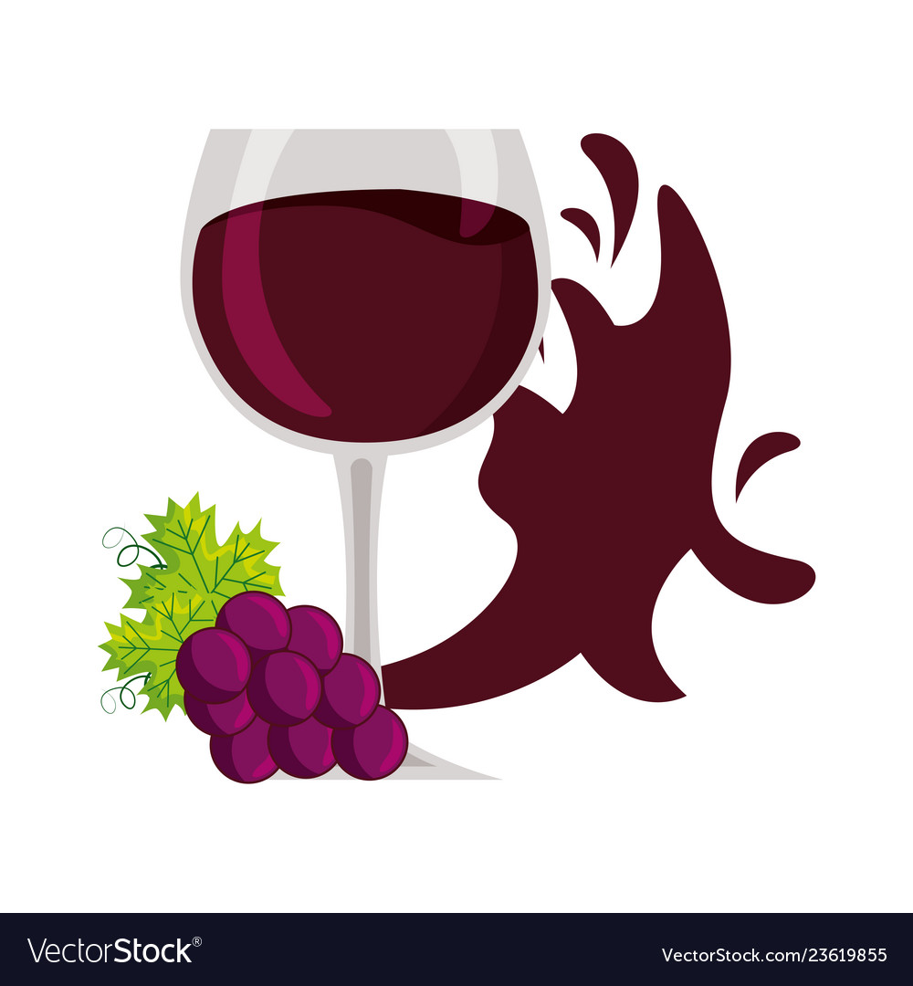 Wine cup bunch fresh grapes splash Royalty Free Vector Image