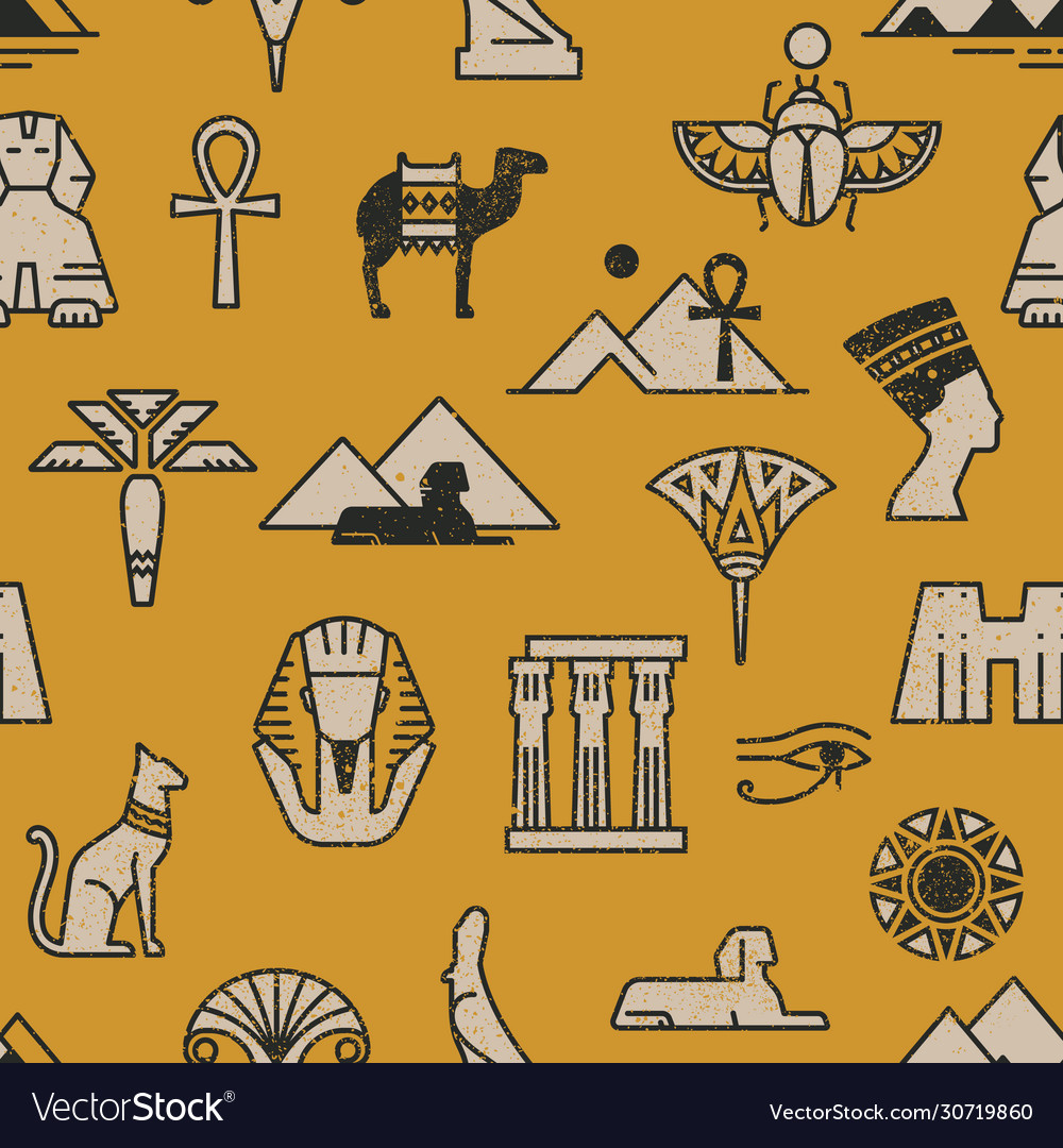 Dark seamless pattern symbols landmarks