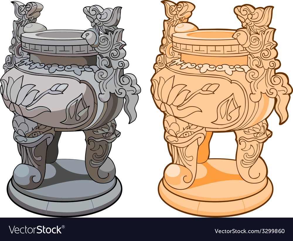 Decorative vase with legs in the asian style