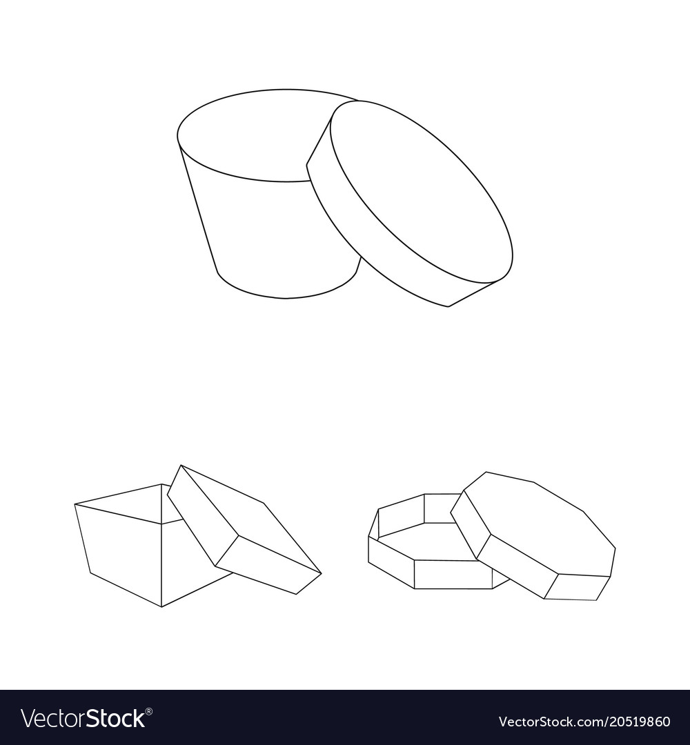 Different boxes outline icons in set collection