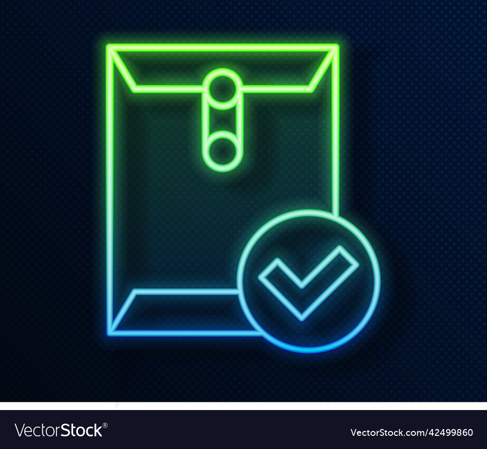 Glowing neon line envelope and check mark icon