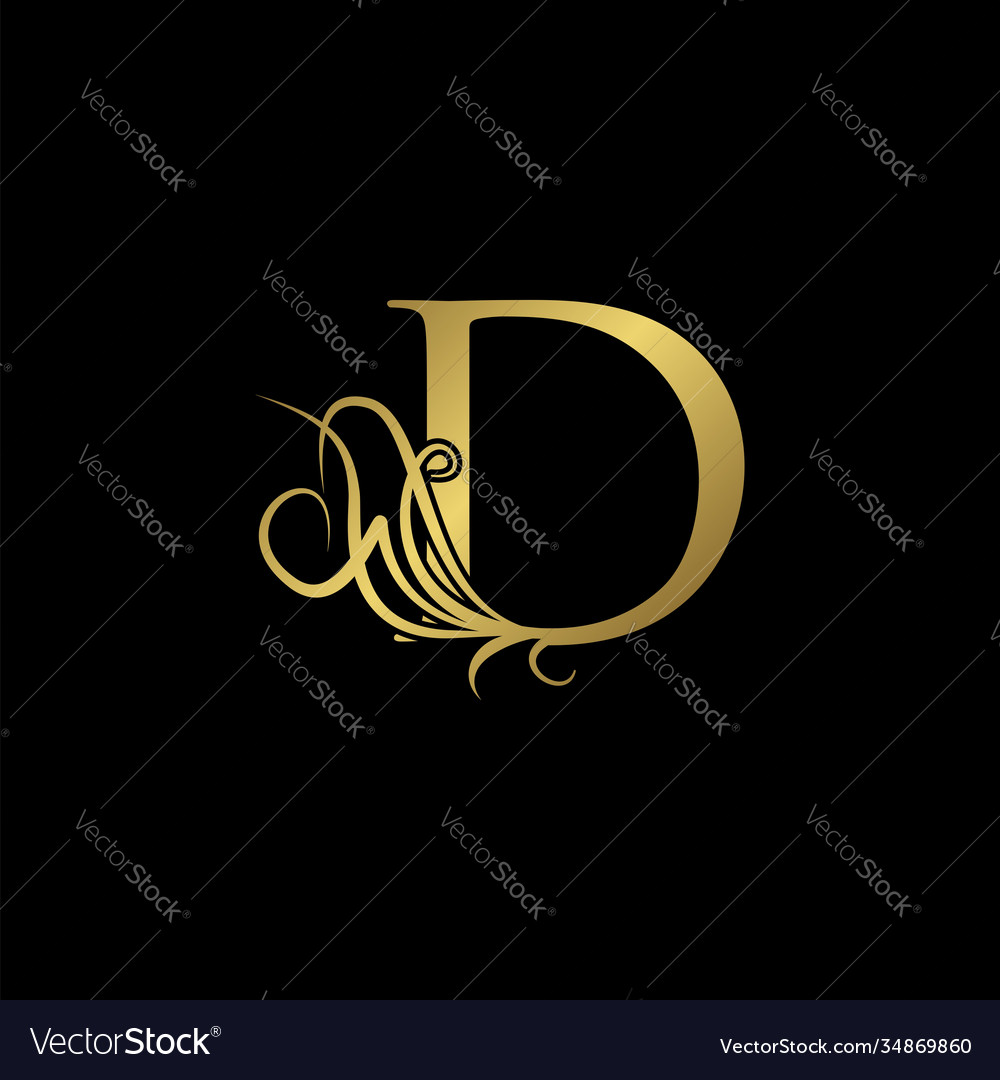 Gold luxury initial d letter logo icon concept Vector Image