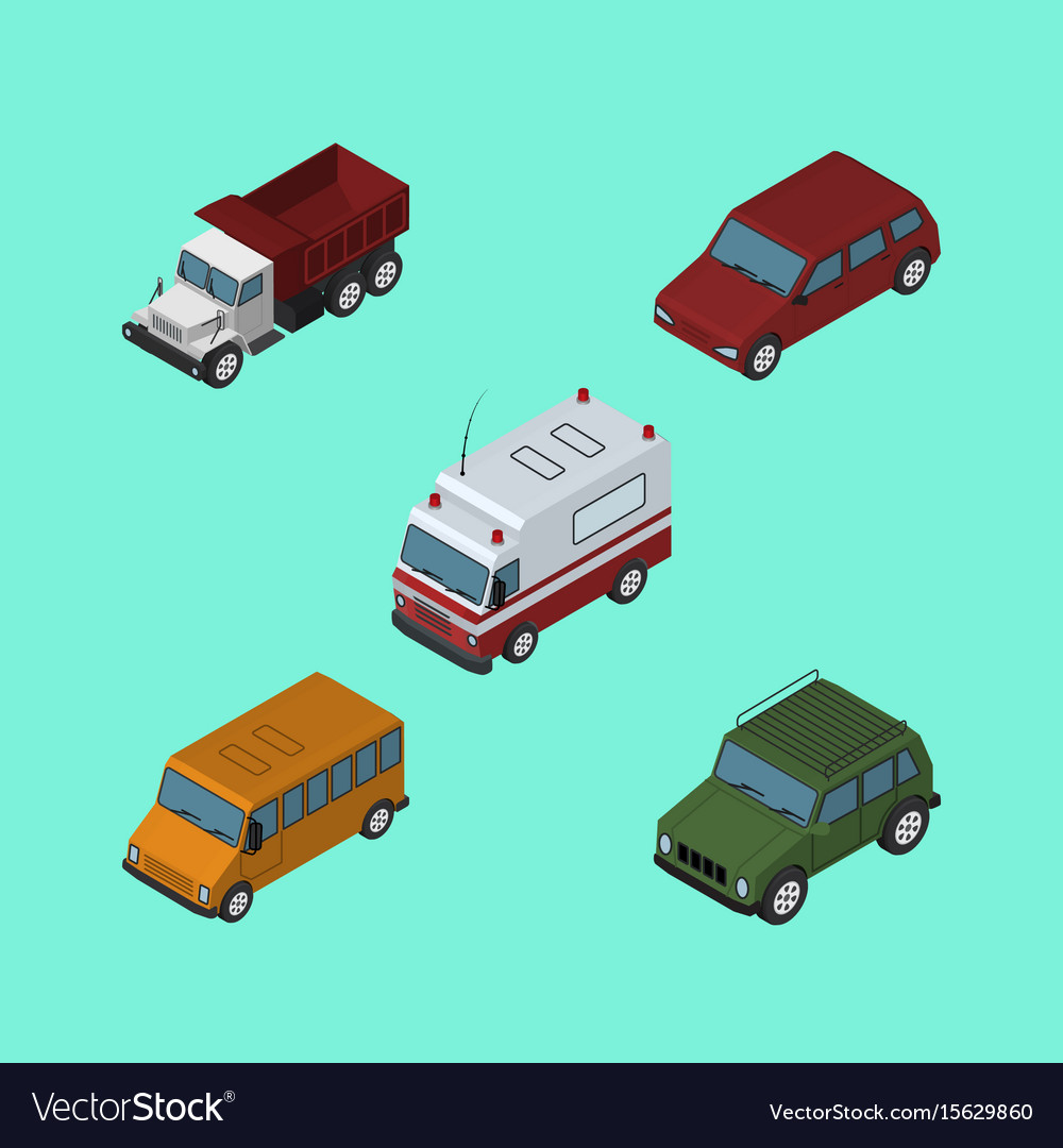 Isometric car set of first-aid freight