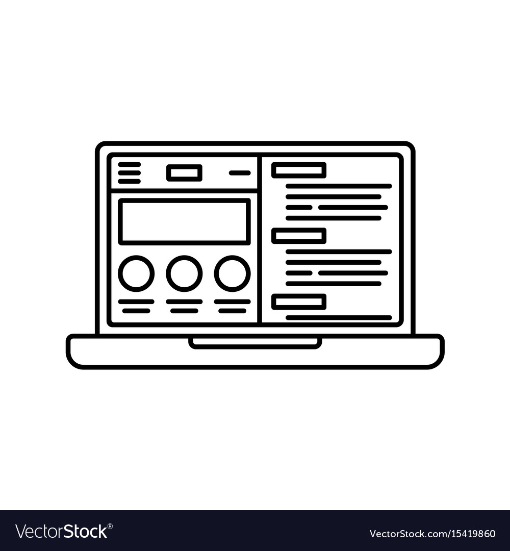 Laptop or notebook computer with website flat icon vector image Laptop or notebook computer with website flat icon