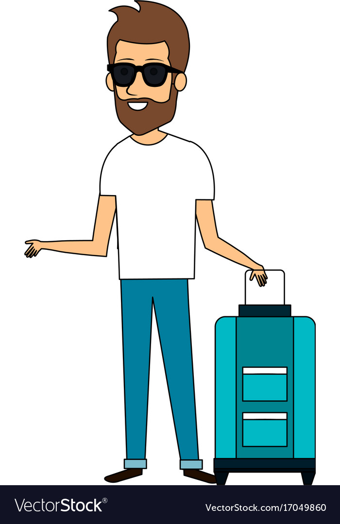 Man with suitcase character