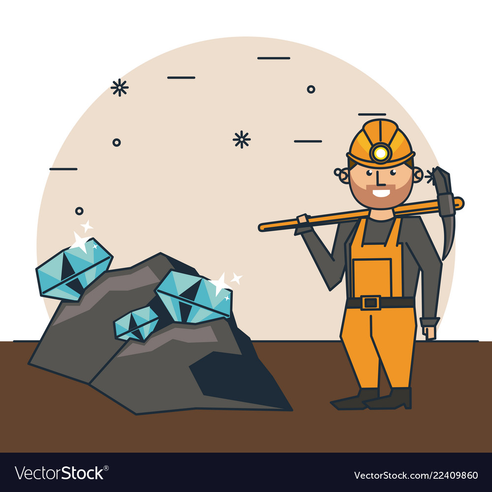 Mining worker cartoon Royalty Free Vector Image