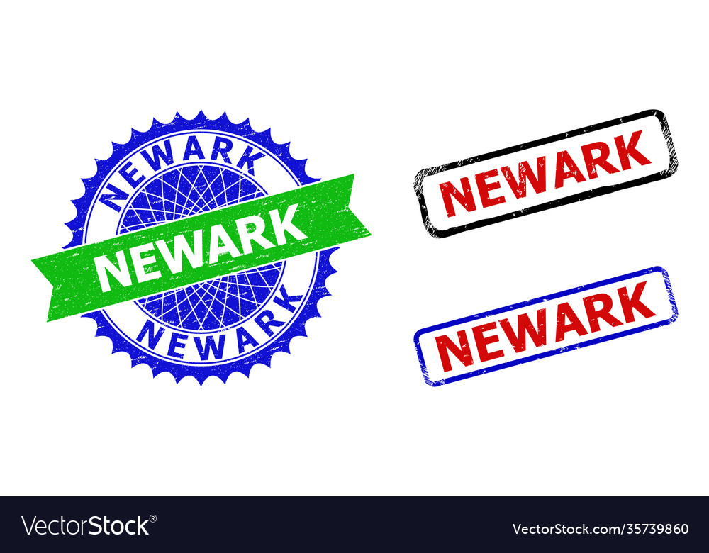 Newark Rosette And Rectangle Bicolor Seals Vector Image