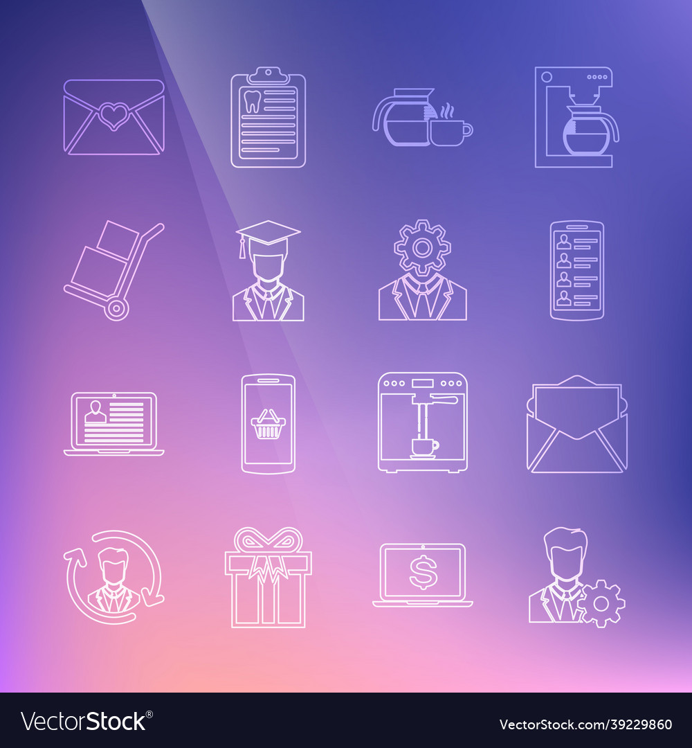 Set line profile settings mail and e-mail vector image Set line profile settings mail and e-mail