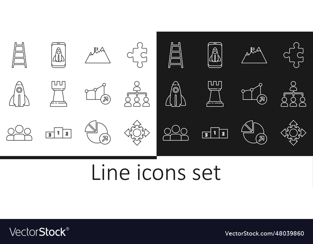 Set line project team base hierarchy organogram vector image Set line project team base hierarchy organogram