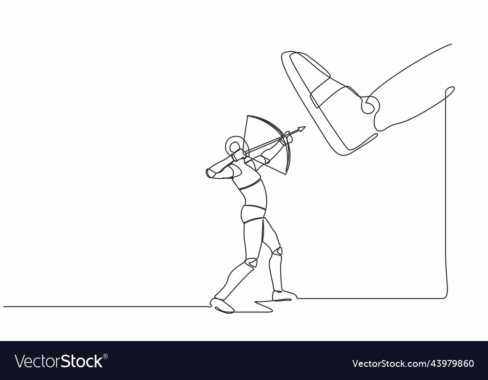 Single continuous line drawing robot aiming bow