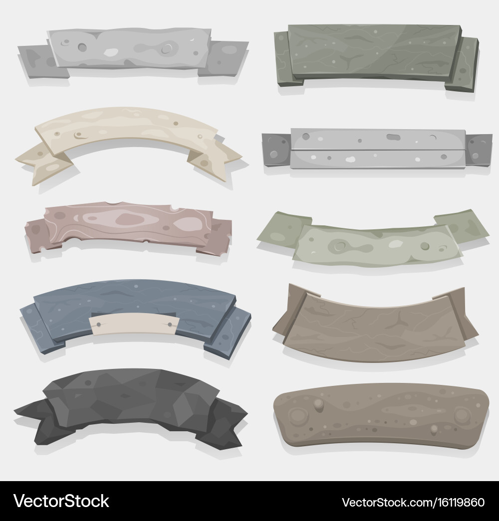 Stone and rock banners set Royalty Free Vector Image