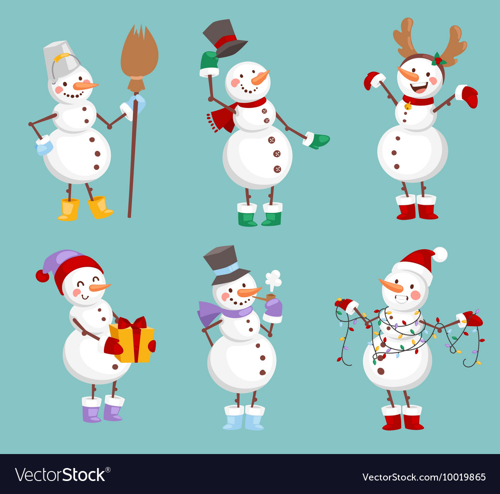 Cartoon snowman character Royalty Free Vector Image