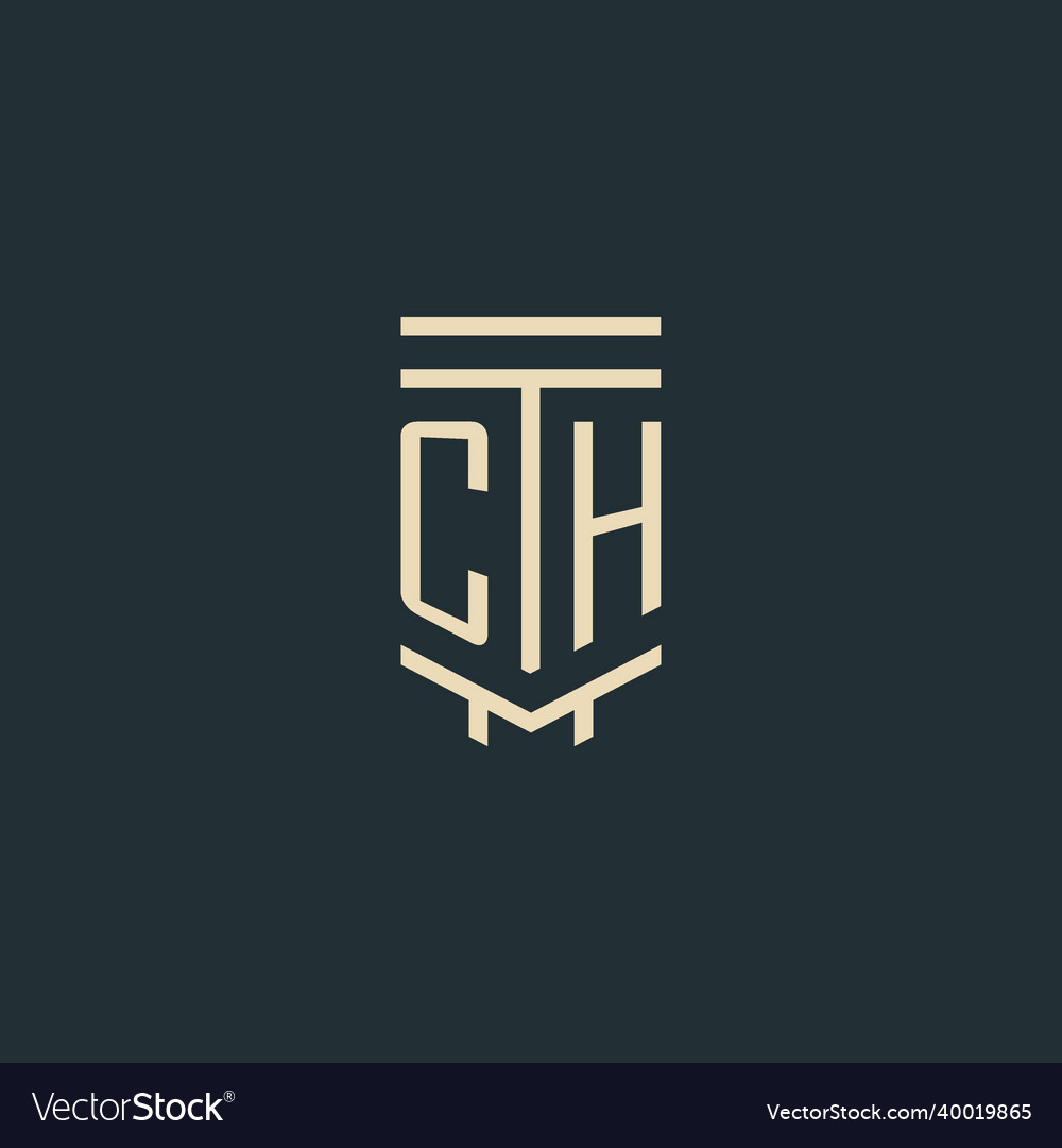 Ch initial monogram with simple line art pillar Vector Image Ch initial monogram with simple line art pillar