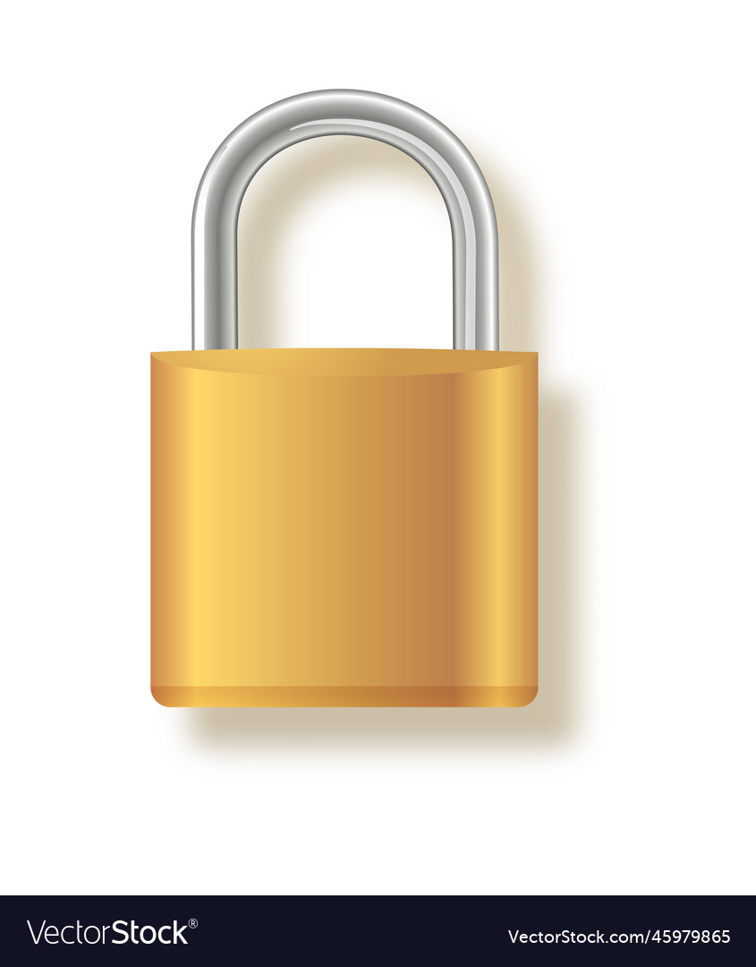 Closed metallic gold padlock icon design template